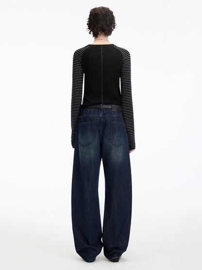 RUN TO THE FUTURE Vintage Washed High Cotton Relaxed Mid Low Waist Women Zip Fly Straight Jeans