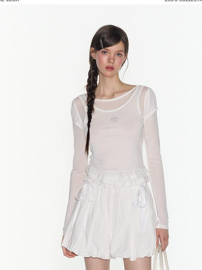 NAPSNAPS Ruffled Sheer Cutout Slim Women&