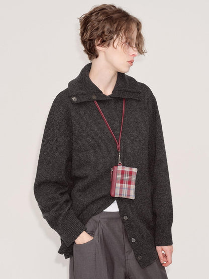 RUN TO THE FUTURE Cozy High Collar Loose Single Button Office Women Paris Grey Cardigan Overcoats