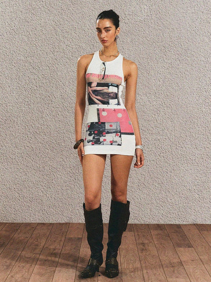 The NeverMore High Waist Cotton Blend Street Style Slim Fitted Citywalk White Mini Dresses