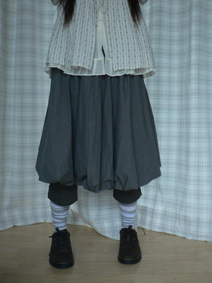 ang project Gray Pleated Elastic Waist Women&