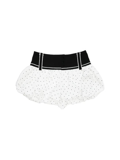 nit alcove Lined Pleated Low Rise Bubble Hem Relaxed Fit Casual White Woven Mini Shorts
