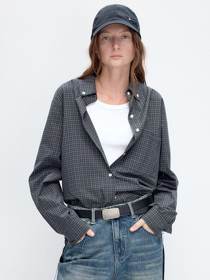 RUN TO THE FUTURE Soft 100% Cotton Breathable Original Loose Polo Collar Button Plaid Shirts