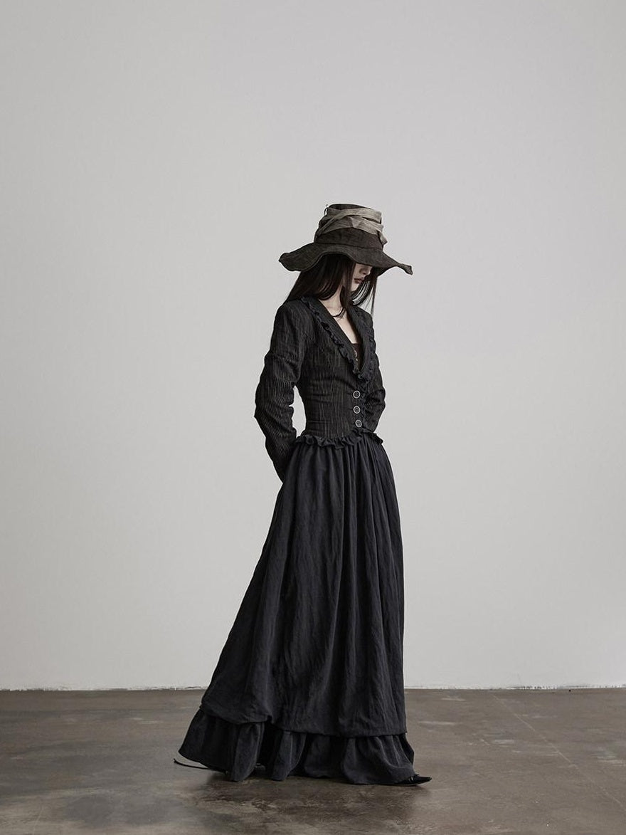 INDULGE Soft Lenzing Lyocell Waist Defining Spliced V-neck A Line Casual Maxi Dresses