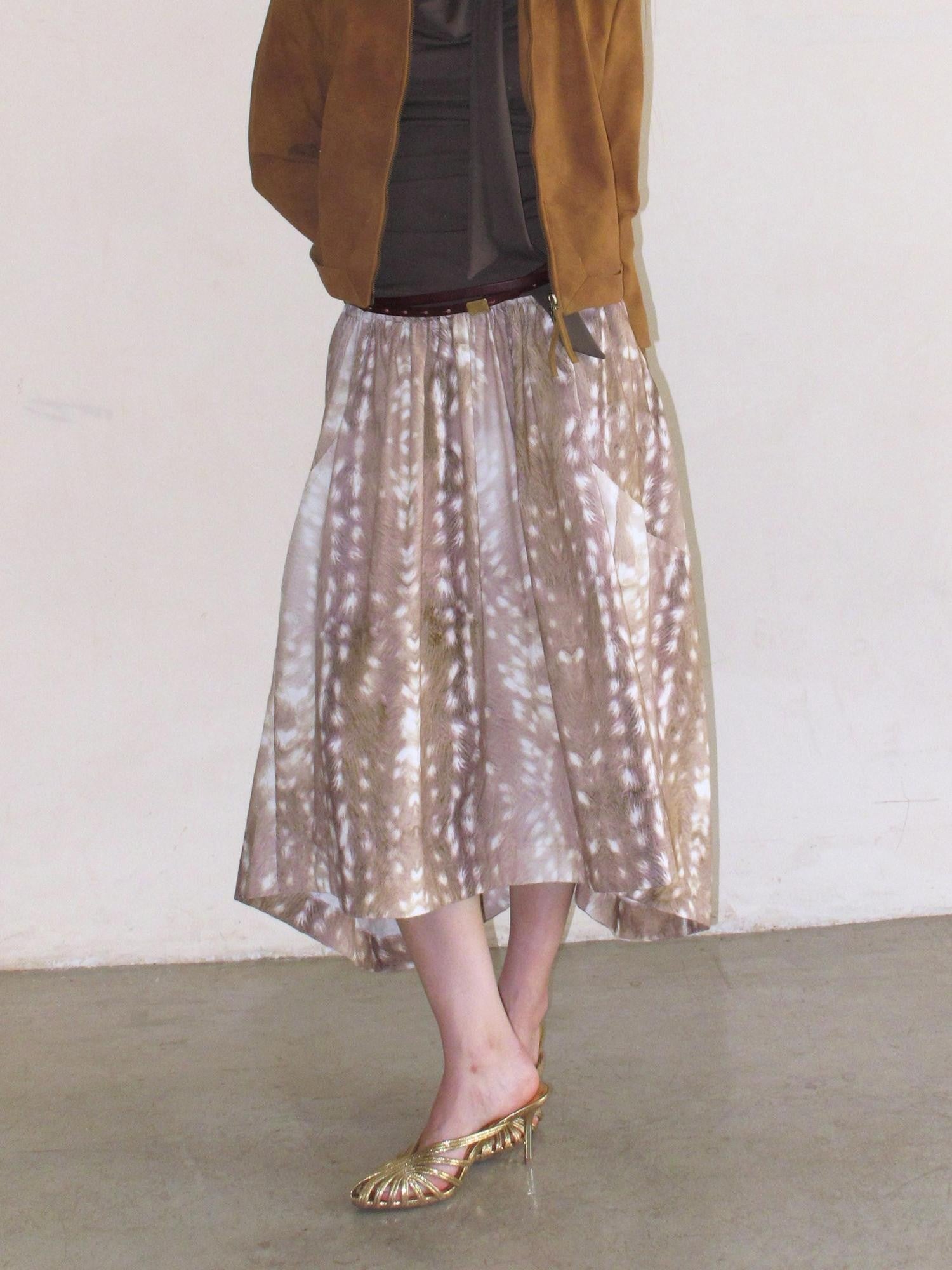 Mito de dar Deer Spot Brown Asymmetric Patchwork Women&