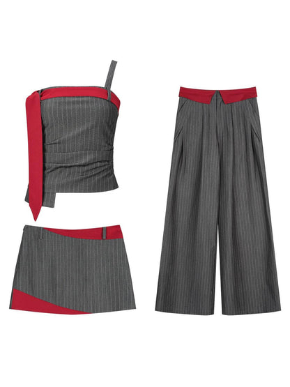 7Shiftin Bandeau Crop With High Waisted Pants Casual Chic Women Top &amp; Pants Sets