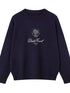 Classic Collar Knit Sweater With Bow Emblem Embroidery