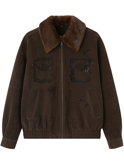 Vintage Beaded Collar Short Coat