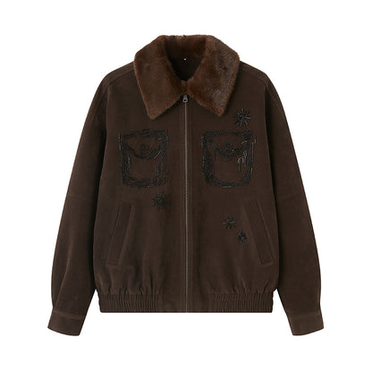 DIDDI MODA Vintage Beaded Collar Short Coat
