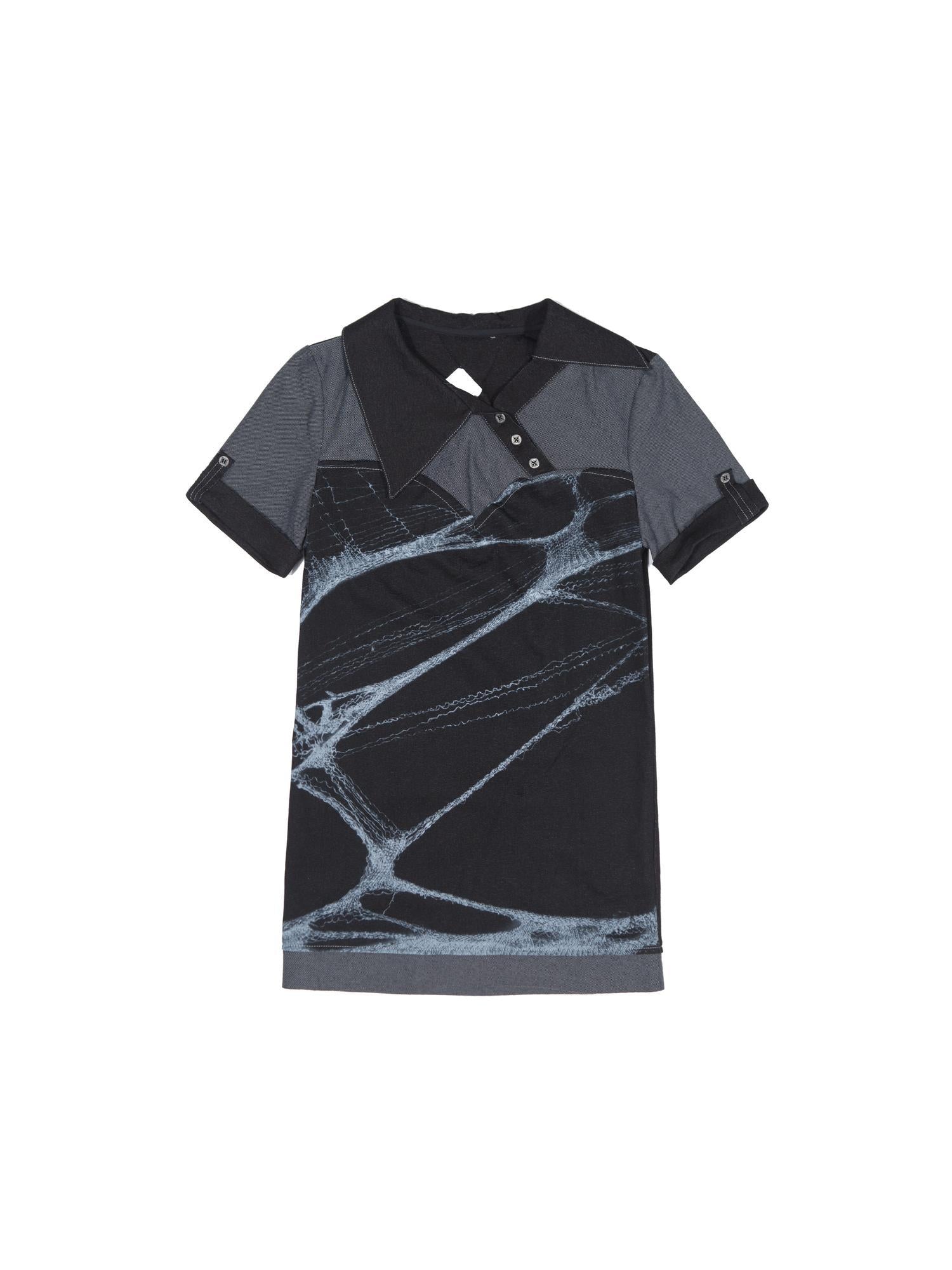 ARIADNAw Spiderweb Print Punk T Shirt Fearless Streetwear