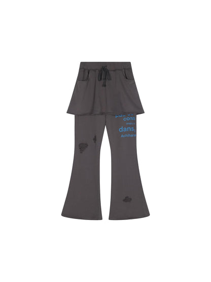 Achihara Sunday Park French Print Flared Pants