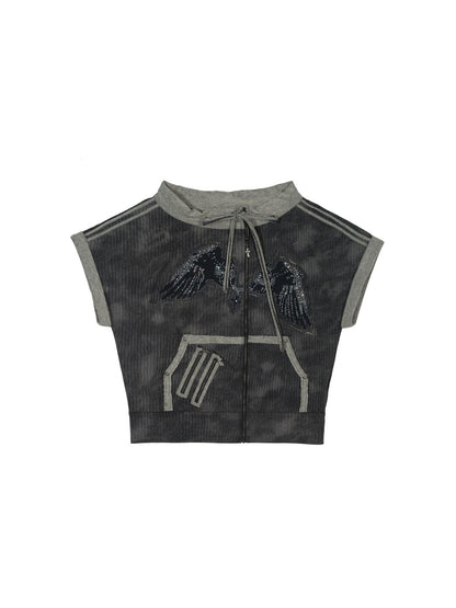 ARIADNAw Ariadna Punk Print Loose Knit Denim Tee