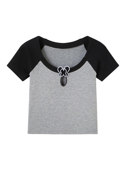 DIDDI MODA Butterfly Cutout Crop Top