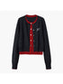 DIDDI MODA Playful Bow Bead Embroidered Knit Cardigan