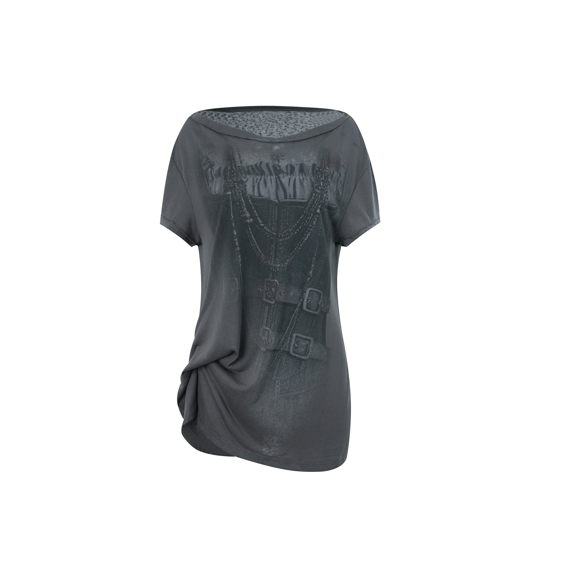Doublepunch Punk Knit Sleeveless Tee With Digital Print T-Shirt