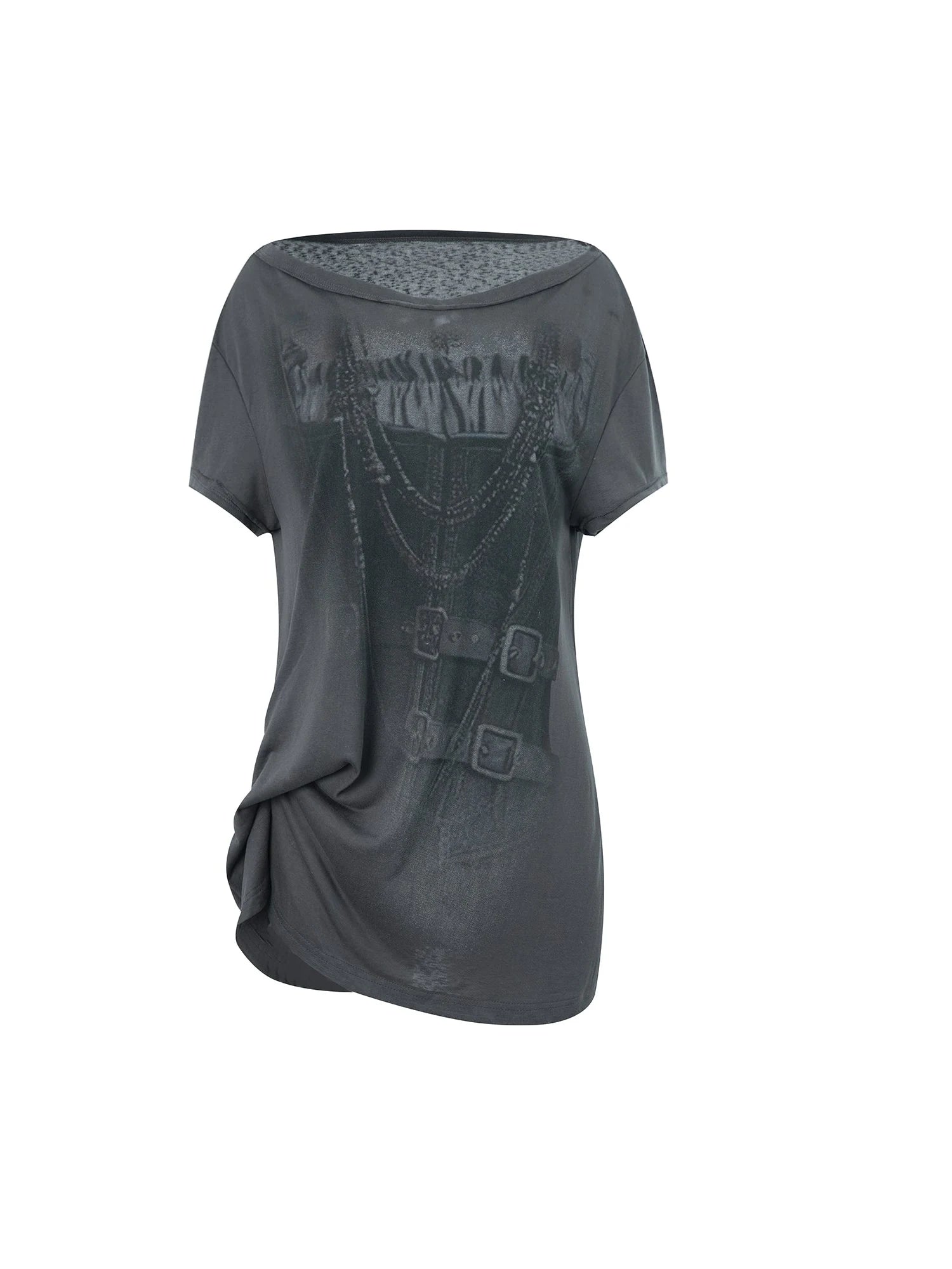 Punk Knit Sleeveless Tee With Digital Print T-Shirt