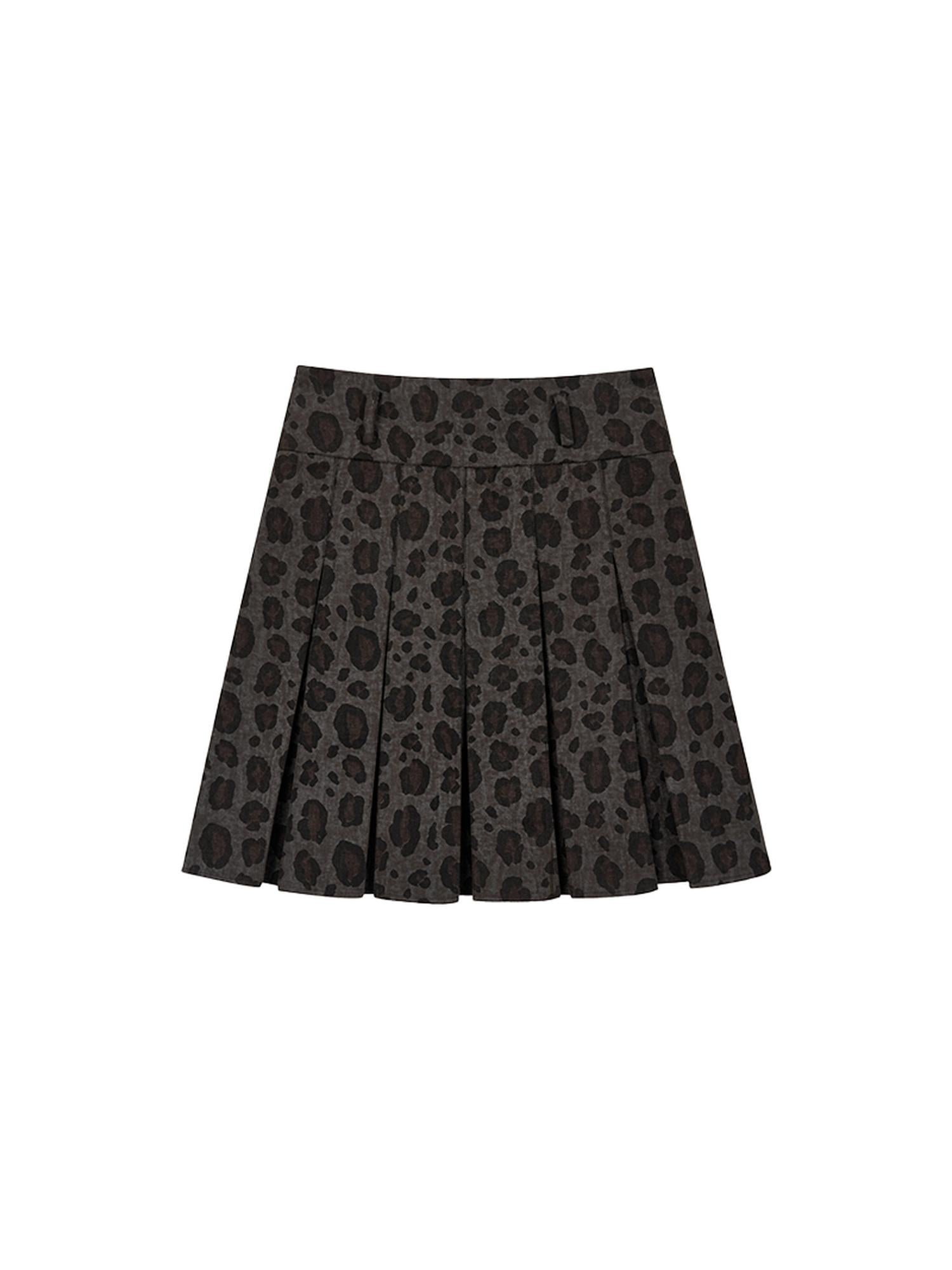 atrandom Vintage A-Line Low Waist Cheetah Print Mini Skirt Grey
