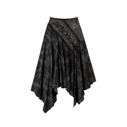 NO ROMANCE Urban Punk Rock Studded Asymmetrical Long Dresses