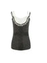 Lace Knit Cross Print Cami Top With Rhinestones Women Fashion Tops