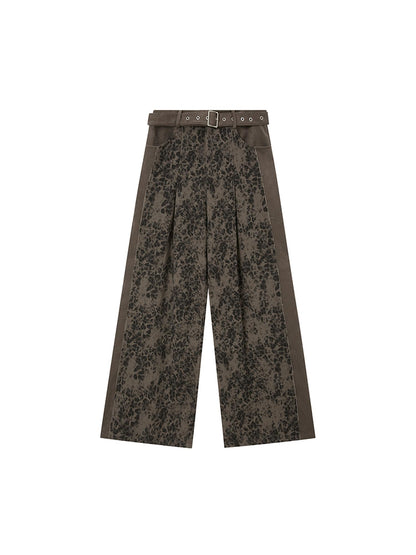 DIDDI MODA Colorblock Leopard Print Wide Leg Pants