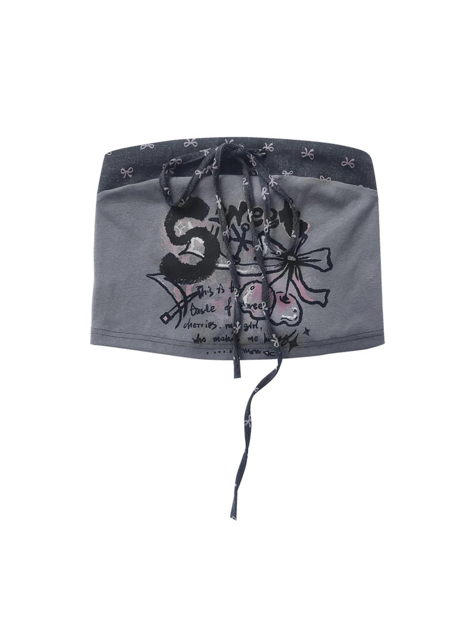 Retro Tape Print Crop Top