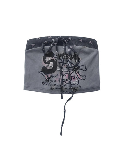 Retro Tape Print Crop Top