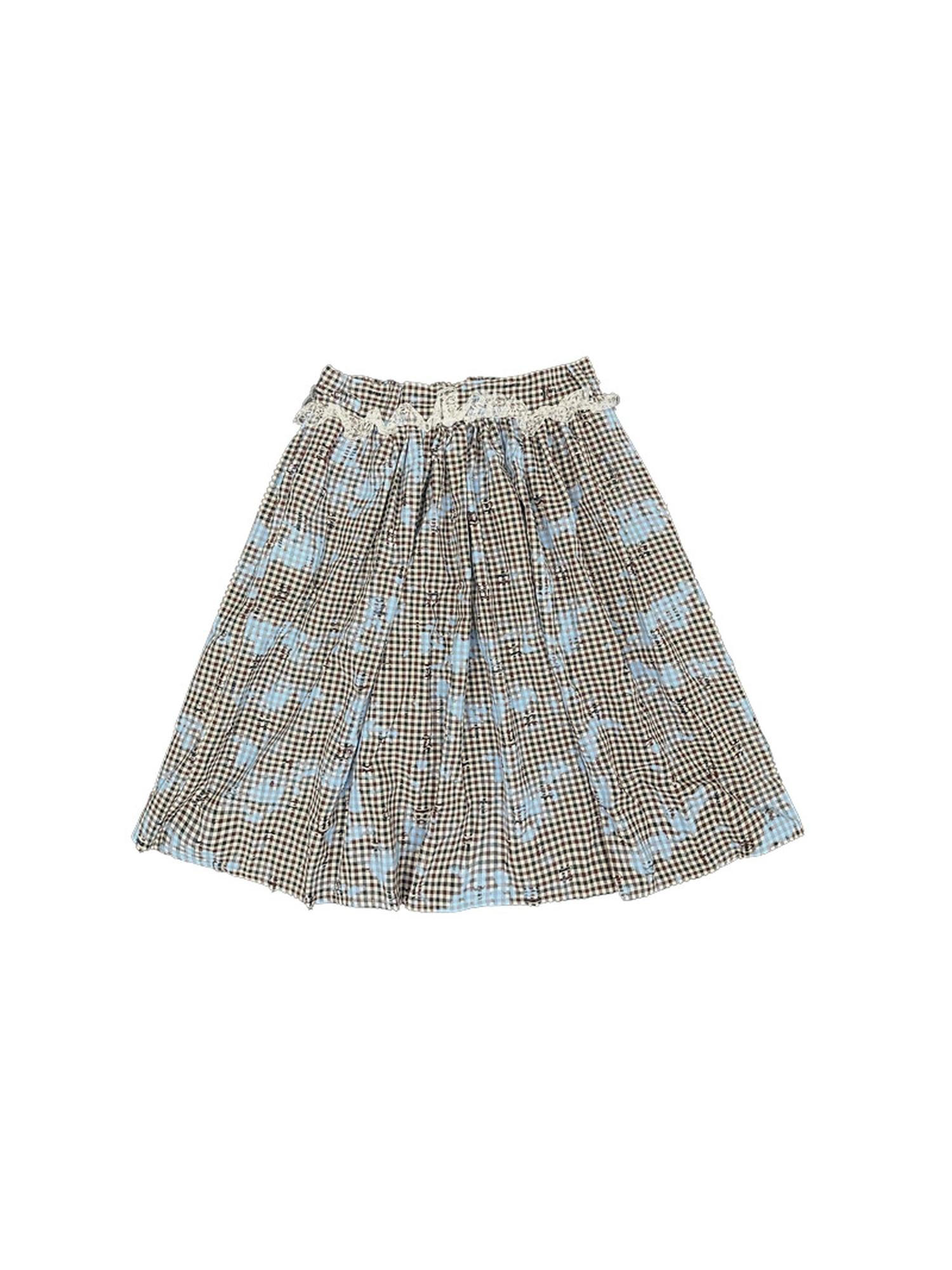 Ttsunami Blue Splatter Print Flared Midi Skirt With Layers Skirts