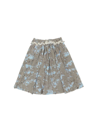 Ttsunami Blue Splatter Print Flared Midi Skirt With Layers Skirts