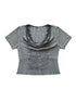 WSW WUSHENWU Mysterious Messenger Grey Cutout Cross Lace Tee