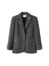 DIDDI MODA Grey Wool Blazer With Studs Shoulder Pads