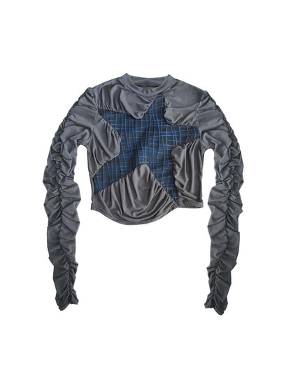 WSW WUSHENWU Starry Mesh Ruffle Top 2023 Blue Grey Seafoam Design