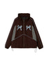 DIDDI MODA Sporty Bow Patch Colorblock Set Graphic Lace Trim Hoodie