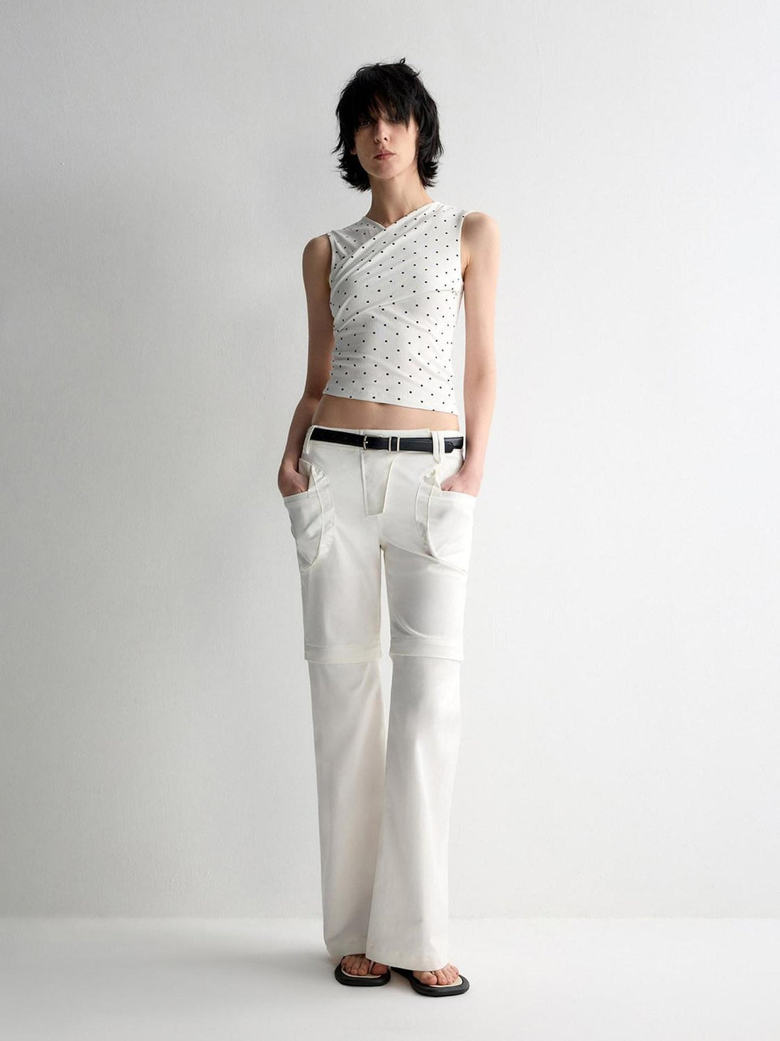 RUN TO THE FUTURE Recycled Fiber Original Micro Flare Low Waist Zip Fly Women Pocketed Chinos