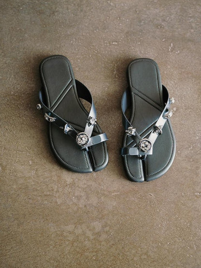 RUN TO THE FUTURE Comfortable Low Heel Microfiber Casual Youth Everyday Flat Sandals