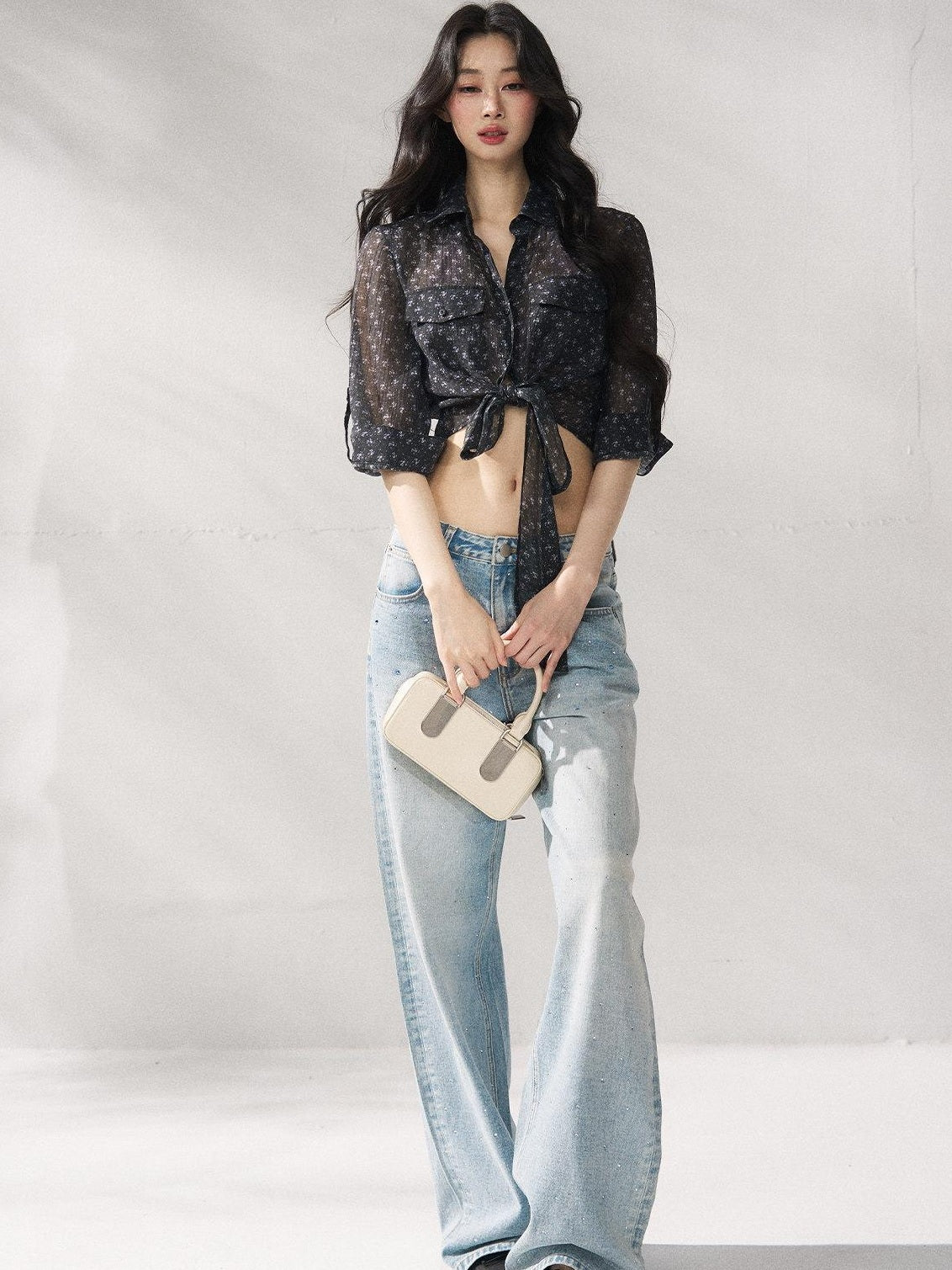 7Shiftin Structured Cotton Natural Waist Zipper Fly Women Blue Denim Straight Leg Jeans