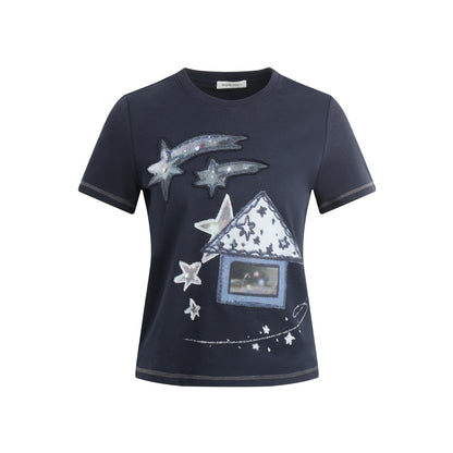 NAPSNAPS Cottage Applique Embroidered Print Women&