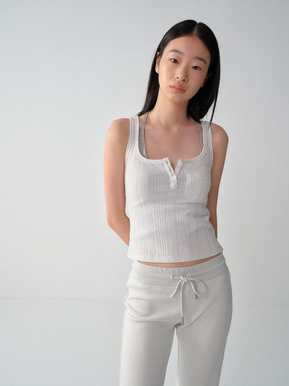 RUN TO THE FUTURE Original Design Shimmer Sequin Button Slim Fit Women Viscose Blend Tank Tops