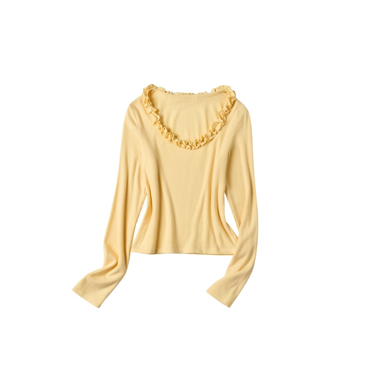 OuttheBlue Viscose Cotton Knit Slim Cropped U Neck Casual Women Travel Long Sleeve T-Shirts