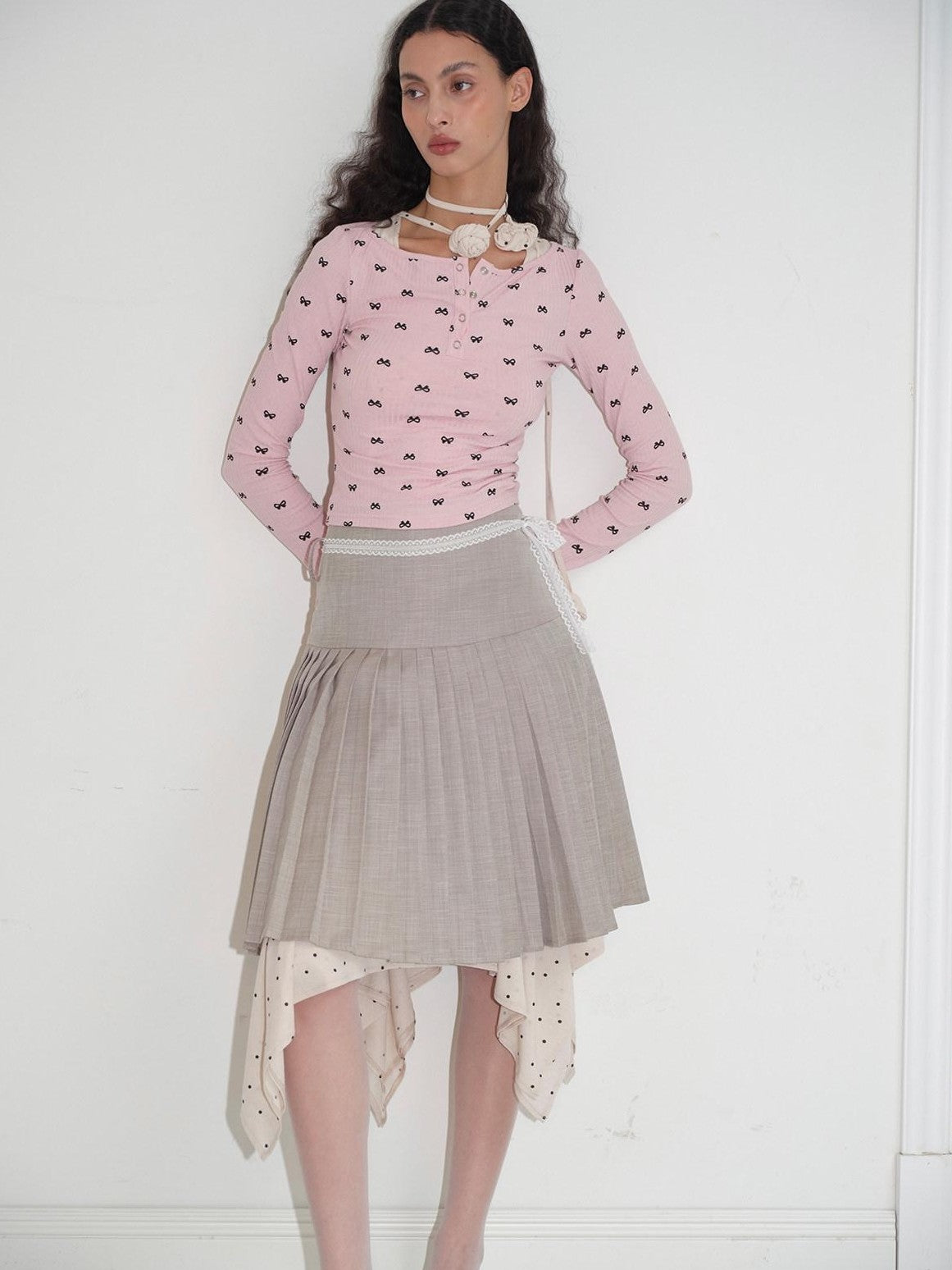 Dorydory Dark Grey Solid High Waist A Line Midi Women&