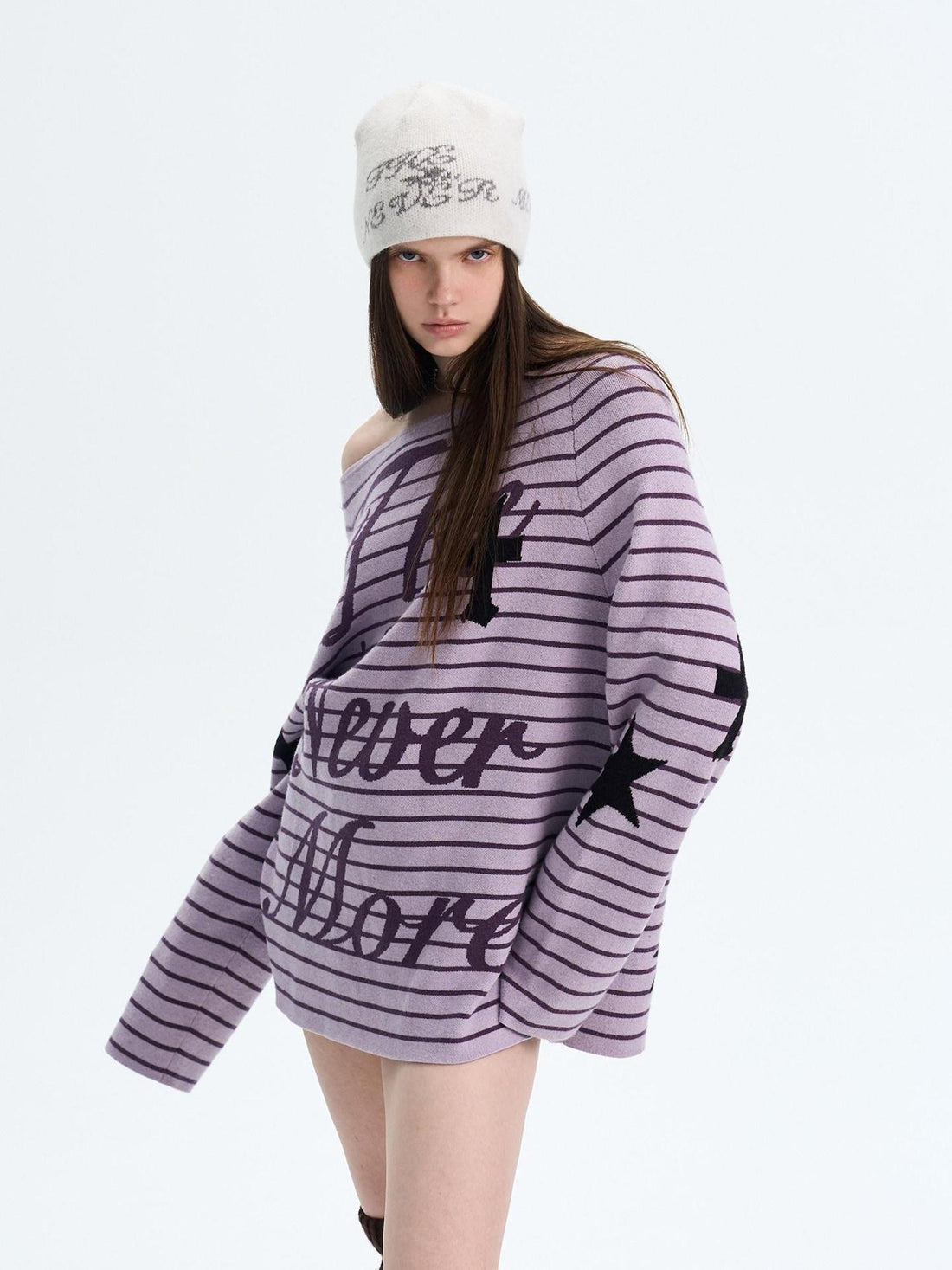 The NeverMore Sexy Colorblock Oversized Crewneck Short Striped Button Pullover Women Sweaters