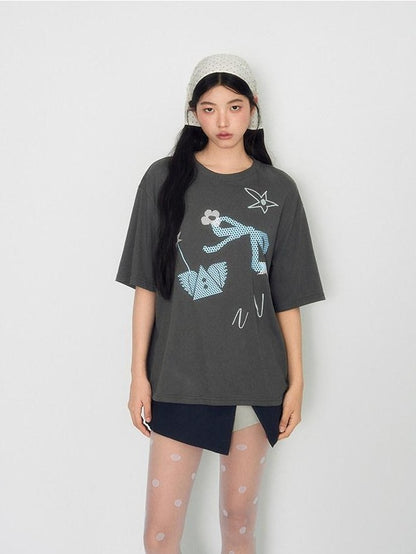 NAPSNAPS Rhinestone Print Loose Women&