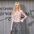 The NeverMore Soft Casual Slim Fit Pink Rose Floral Lyocell Women Long Sleeve Crop Tops
