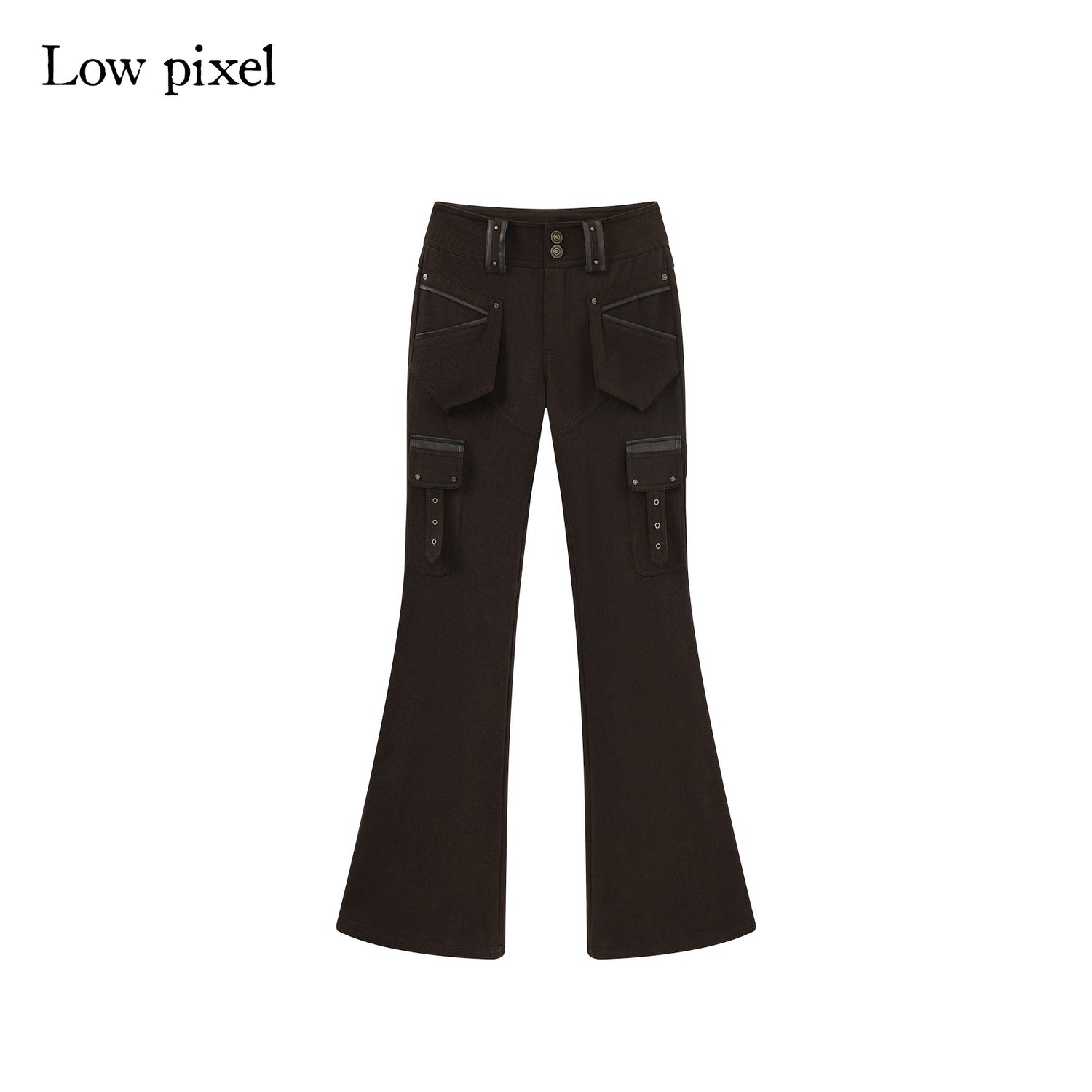 Low pixel Slim Low Rise Cotton Flare Street Style Zipper Brown Women Cargo Pants
