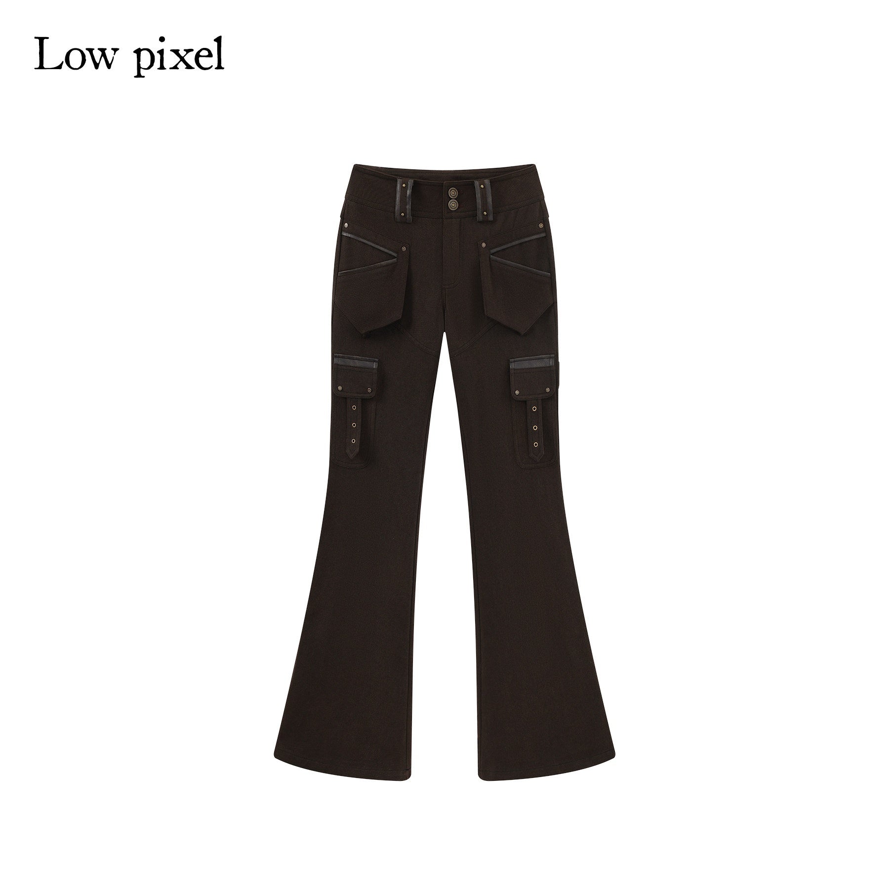 Low pixel Slim Low Rise Cotton Flare Street Style Zipper Brown Women Cargo Pants