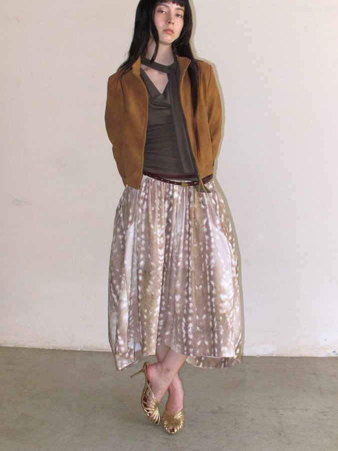 Mito de dar Deer Spot Brown Asymmetric Patchwork Women&