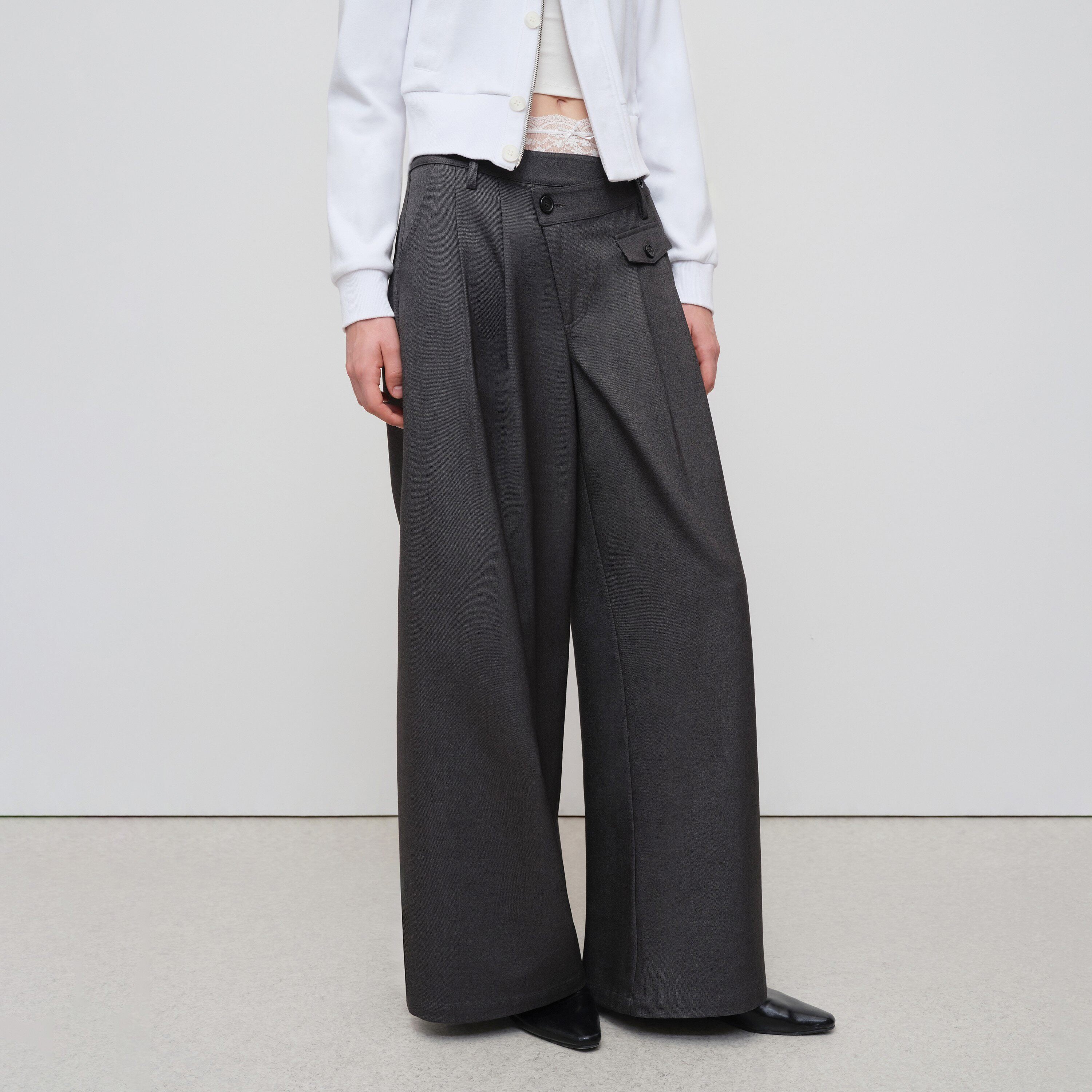 RUN_TO_THE_FUTURE_Soft_Stretch_Midrise_Gray_Casual_Womens_Zip_Fly_Polyester_Lyocell_Wide-Leg_Pants_MISSTT