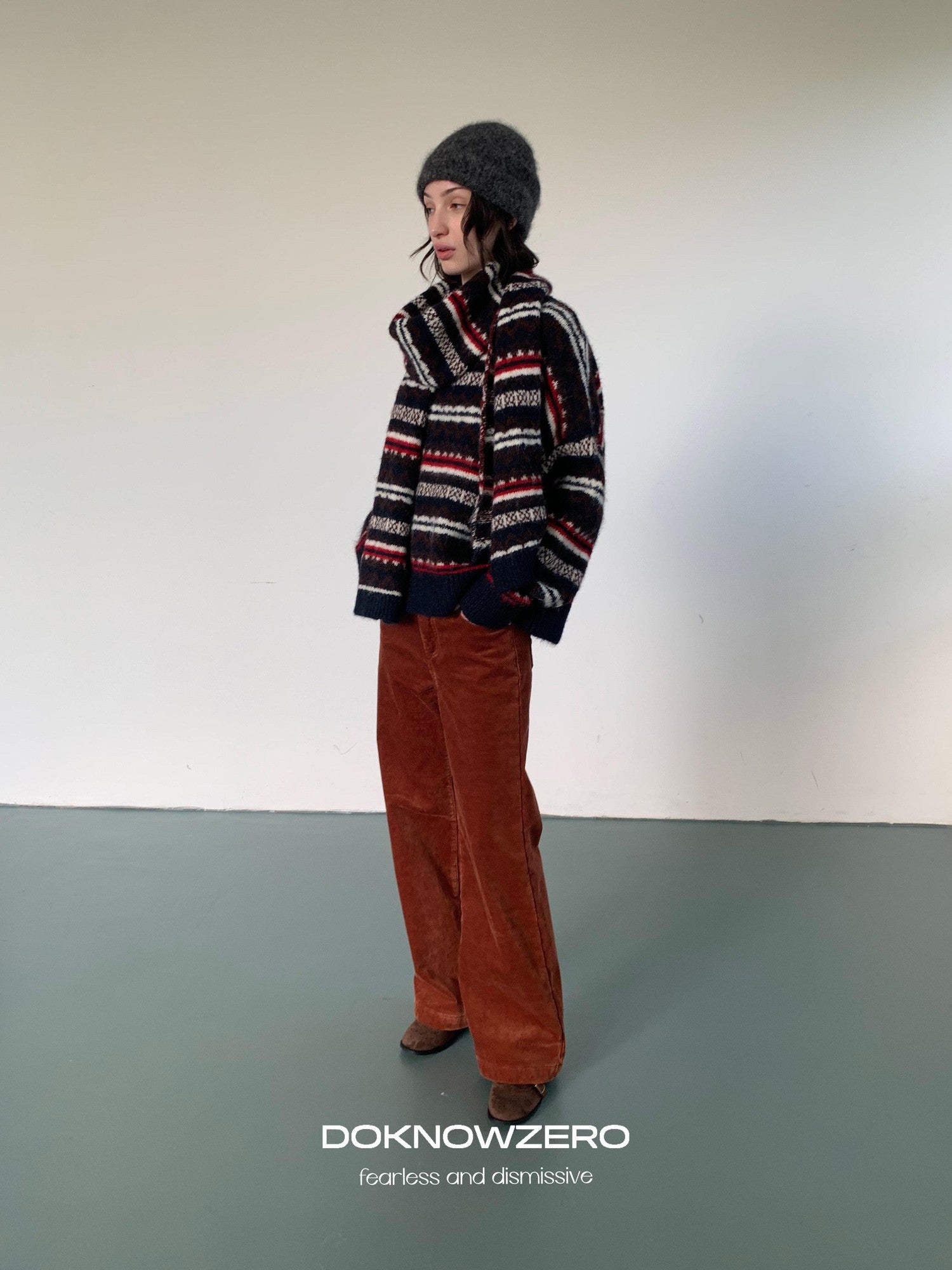 DKZ OFFICIAL Corduroy Orange Solid Pocket Button Women&