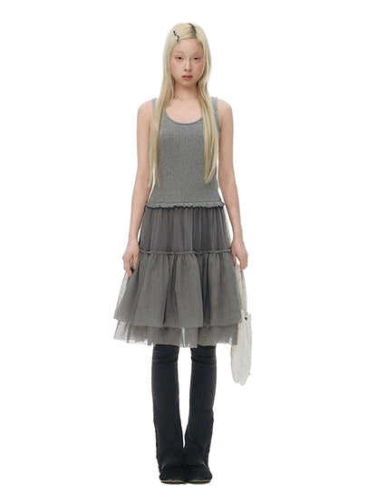 NAPSNAPS Tulle Spliced Knit Vest Women&