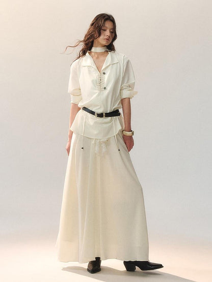 AnnoMundi Bamboo Blend Loose Fit Chinese Buttoned Long Sleeve Women Blouses