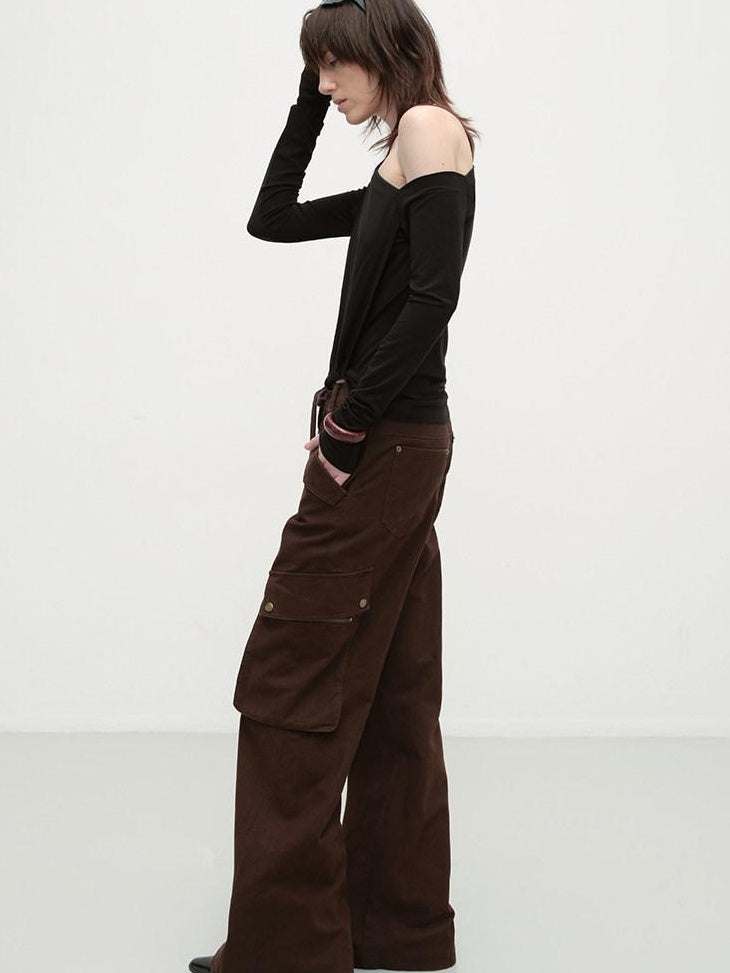 RUN TO THE FUTURE Moisture Wicking Lyocell Slim Asymmetric Neck Ruched Long Sleeve T-Shirts